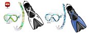 Maske + Schnorchel + Flossen MARES VENTO ENERGY + X-ONE JR. - Junior Set - Kinder mit Grün 30-34 Blau