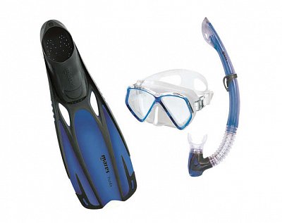 Maske + Schnorchel + Flossen - MARES PIRATEN SET - Junior Blau 27/30