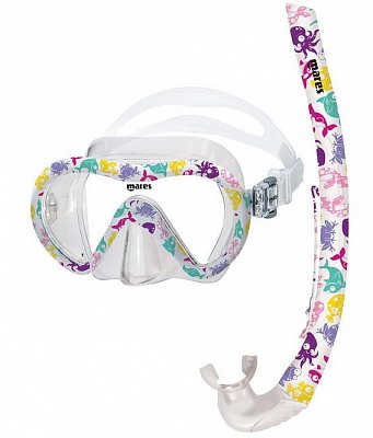 Maske + Schnorchel + Flossen MARES VENTO ENERGY + X-ONE JR. - Junior Set - Kinder Grün 24-29 Blau XS