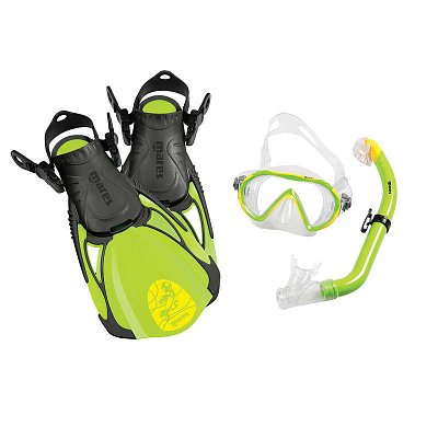 Maske + Schnorchel + Flossen + Rucksack - MARES Seefreunde SET - Junior Green - Turtle ML