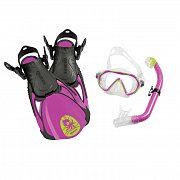 Maske + Schnorchel + Flossen + Rucksack - MARES Seefreunde SET - Junior Purple - Octopus ML