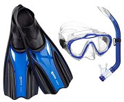 Maske + Schnorchel + Flossen - Shark MARES SET - Kinder blau 31/33