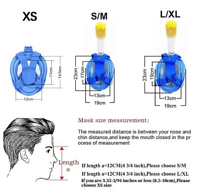 FULL Schnorcheln MASK - Größe Růžová S/M