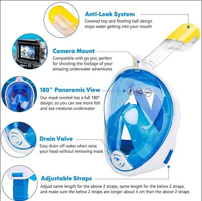 FULL Schnorcheln MASK - Größe Růžová S/M