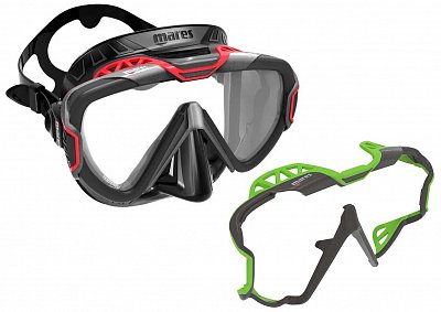 PURE WIRE MASKE + COLOR FRAME Mares KOSTENLOS Černá - Žlutá Černo - Červený rám