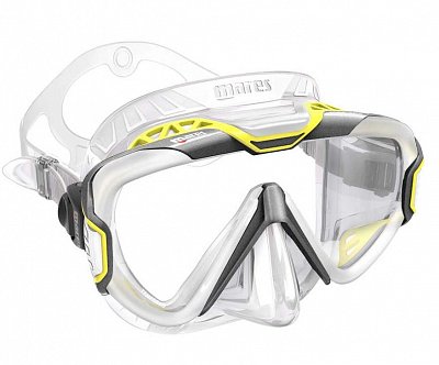 PURE WIRE MASKE + ERGO DRY SNORCHEL + COLOR FRAME Mares Černá - Žlutá Bílo - Šedý rám